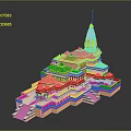 Hindu Temple Architecture With Multi Tiered Roofs Tall Spire Red Flag Orange Exterior Stone Steps