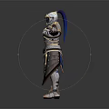 Medieval Knight Shield And Armor With Metallic Blue Gold Accents And Detailed Design