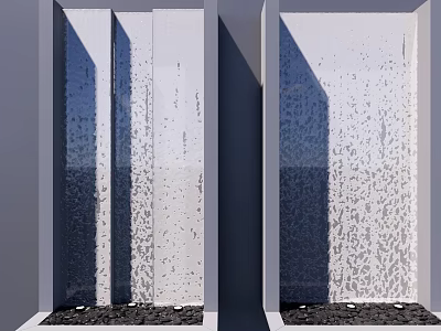Modern Water Feature Wall With Flowing Water And Pebble Base Shadow Effects 3d model
