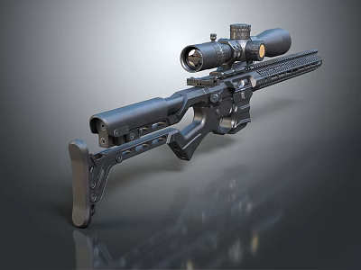 Tactical Sniper Rifle With High Precision Scope Ergonomic Stock And Black Finish 3d model