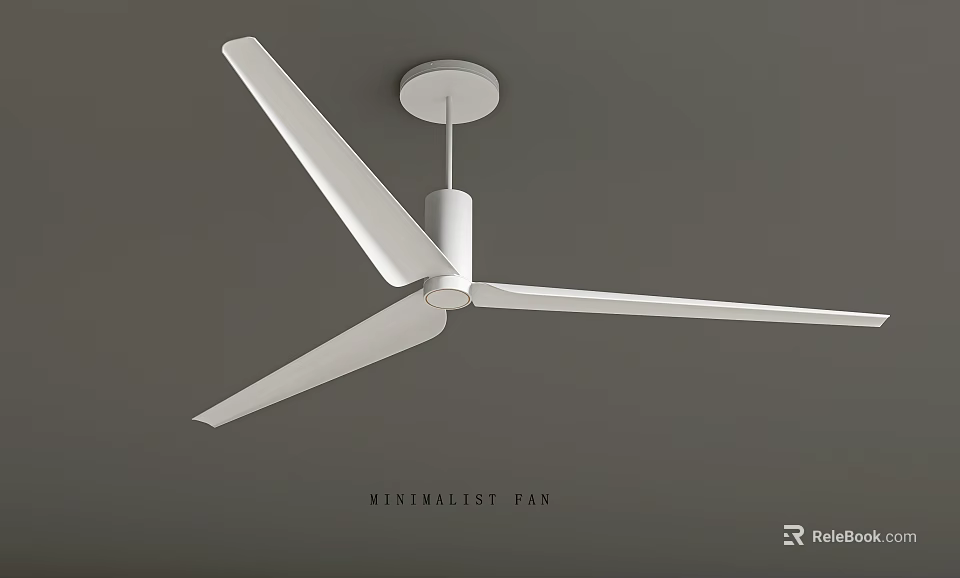 Minimalist Fan With Sleek White Blades Modern Ceiling Mounted Design 3d model 