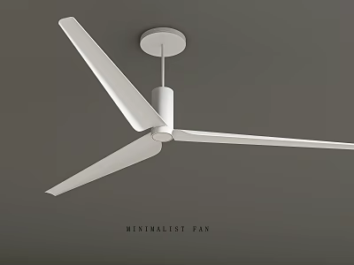 Minimalist Fan With Sleek White Blades Modern Ceiling Mounted Design 3d model