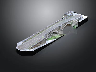 Stone Arch Bridge Architecture Design With Paved Road Surface And Arch Structure 3d model