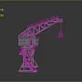 Industrial Cargo Crane With Lifting Boom Control Cabin And Suspended Container