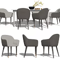 Modern Dining Table Set With Gray Beige Quilted Upholstered Chairs And Metal Legs