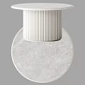Elegant Round Marble Top Desk With Modern White Pendant Light Design 3d model