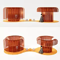 Creative Orange Hollow Pavilion Design With Dress Figure And Square Decor Items