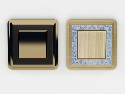 Modern Gold And Black Switch Panels With Blue Decorative Patterns Design 3d model