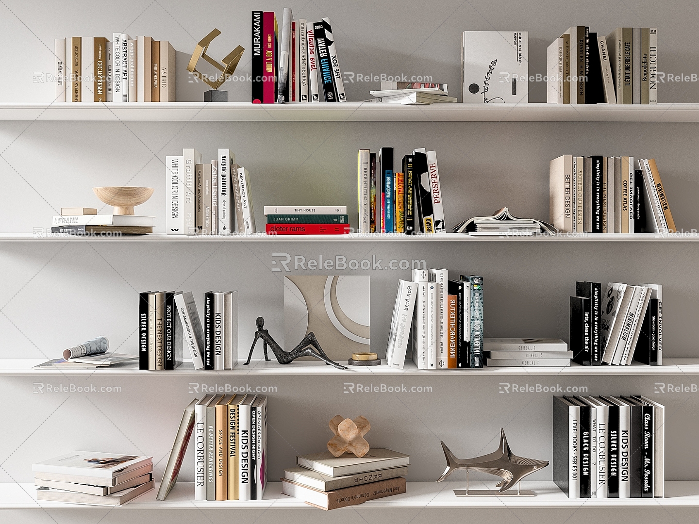 Book Book Combination Wall Hanging Bookshelf Book Ornaments 3d model