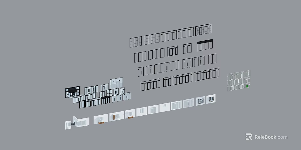 Different Window Frame Styles Featuring Various Design Elements And Sizes 3d model