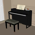 Stylish Piano Room With Black Piano And Upholstered Bench