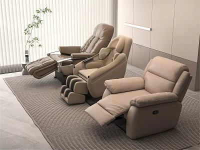 Modern Beige Leather Massage Chairs With Reclining Function In Living Room 3d model