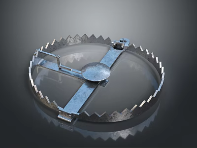 Effective Metal Circular Mousetrap With Serrated Edges Spring Mechanism And Pedal 3d model
