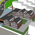 Birds Eye View Planning of Modern Building Complex With Courtyard Green Trees and Road Layout