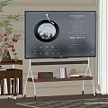 Modern TV Stand Design With TV Soundbar Decorative Plant And Storage Shelves