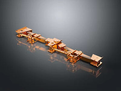 Hardware Tools Golden Metal Assembled Components with Shiny Surface and Mechanical Structure 3d model