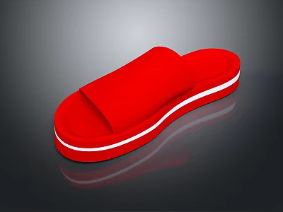 Red Casual Slippers With White Stripes Lightweight Comfortable Design Everyday Wear 3d model