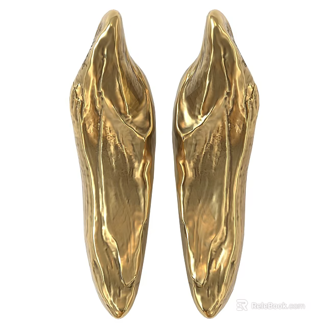 Golden Metal Decorative Handle for Furniture Cabinet with Textured Surface 3d model 