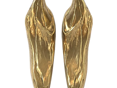 Golden Metal Decorative Handle for Furniture Cabinet with Textured Surface 3d model