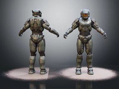 Sci Fi Armored Warrior Characters Front And Back View With Detailed Armor Design 3d model