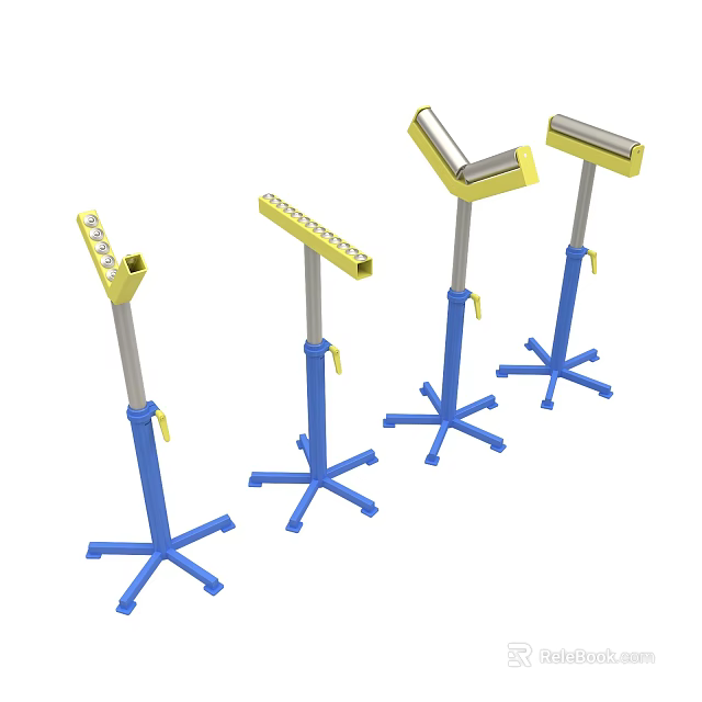 Portable Adjustable Stand Equipment With Blue Tripod Base And Yellow Head 3d model 