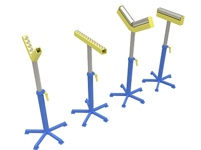 Portable Adjustable Stand Equipment With Blue Tripod Base And Yellow Head 3d model
