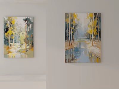 modern landscape painting decorative painting 3d model