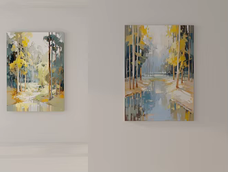 modern landscape painting decorative painting 3d model