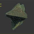 Abstract Geometric Sculpture With Brownish Gray Body Yellow Accent Lines And Green Glowing Details