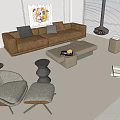 Modern Sofa Coffee Table Combination Sofa 3d model