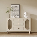 French Side Cabinet Cream Sideboard Decorative Cabinet Entrance Cabinet 3d model