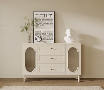 French Side Cabinet Cream Sideboard Decorative Cabinet Entrance Cabinet 3d model