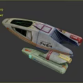 Silver Gray 3D Spaceship Model 746H With Orange Stripes Detachable Part And Blue Light Effect