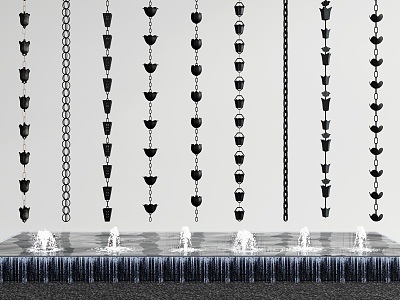 Chinese Rain Chain Water Conveyor Chain Japanese Drip Chain Fountain Waterscape Courtyard Sketch 3d model