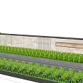 Modern Landscape Feature Wall With Gray Stone Cladding Lush Greenery And Pathway 3d model