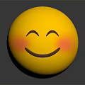 Yellow Smiling Face Decorative Ornament Set With Shiny Surface And Blushing Cheeks 3d model