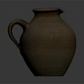 Handcrafted Brown Ceramic Pitcher With Curved Handle And Wide Opening 3d model