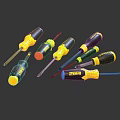 Stanley Hardware Tools Set Including Different Size Screwdrivers With Yellow Black Handles 3d model
