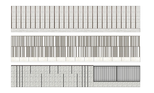 Modern Fence Enclosure Wall 3d model