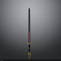 Medieval Sword With Long Sharp Blade Pink Accent And Golden Hilt Design