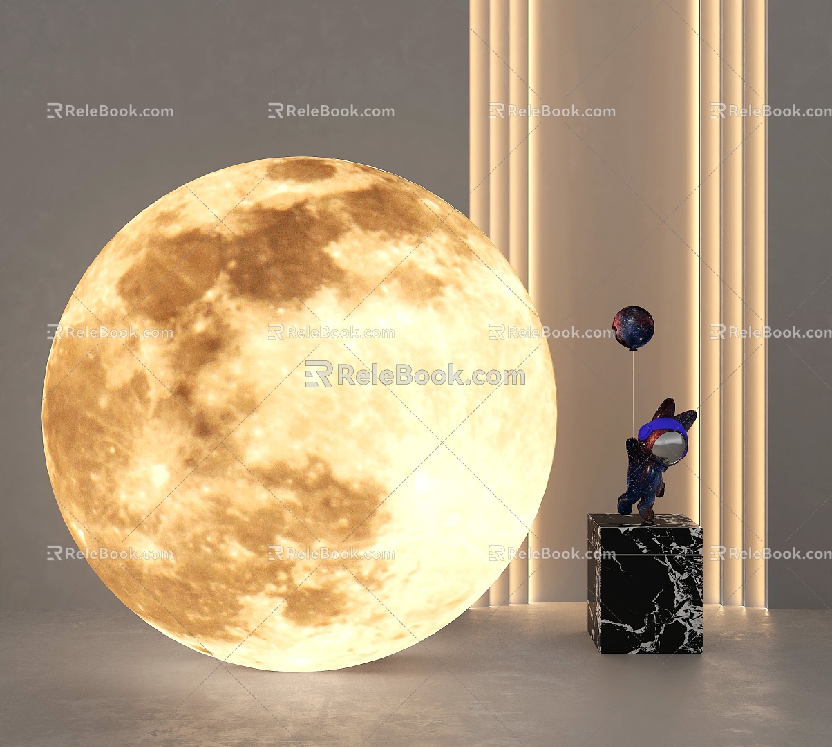 Moon Space Rabbit Moon Light 3d model