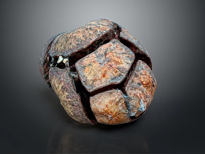 Natural Rock Formation With Cracked Surface And Brown Orange Textured Patterns 3d model