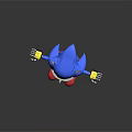 Blue Hedgehog Robot Character with Yellow Ears Red Eyes Black Mask Mechanical Limbs Red Feet