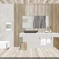 Cozy Shower Sauna Interior With Wooden Ceiling Gray Walls And Beige Sofa