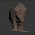 Detailed Rhinoceros Sculpture Carved From Red Stone On Gray Base