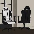 Modern Black And White Office Chair With Streamlined Backrest And Adjustable Arms