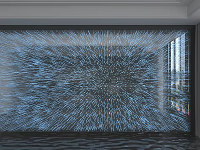 Artistic Modern Background Wall with Radiant Blue Lines in Interior Design 3d model