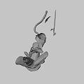 Game Movie Character With Long Silver White Hair Holding Two Swords On Palm Shaped Base