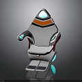 Sleek Modern Futuristic White Chair Featuring Orange Accents And Blue Glowing Elements