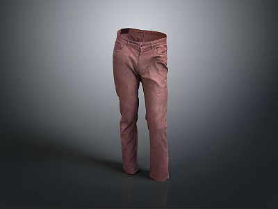 Brown Casual Pants For Everyday Use With Comfortable Fabric And Pockets 3d model